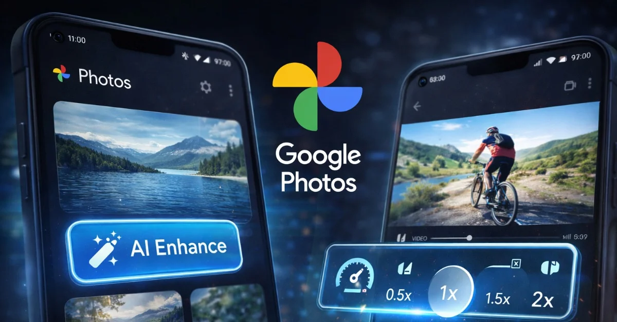 Google Photos Gets AI Enhance Button and Video Speed Controls
