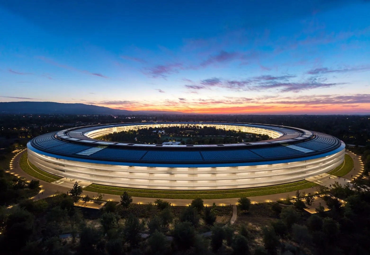 Siège d’Apple Park à Cupertino vu du ciel