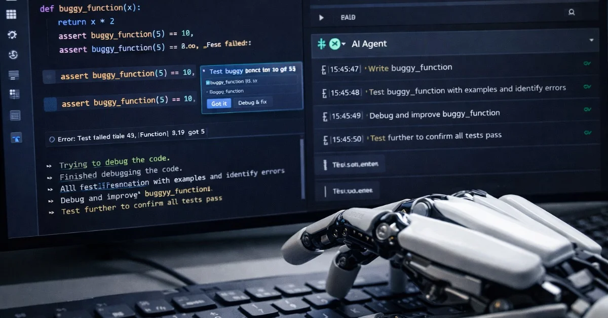 KI-Agent generiert und testet Code automatisch in moderner Entwicklungsumgebung
