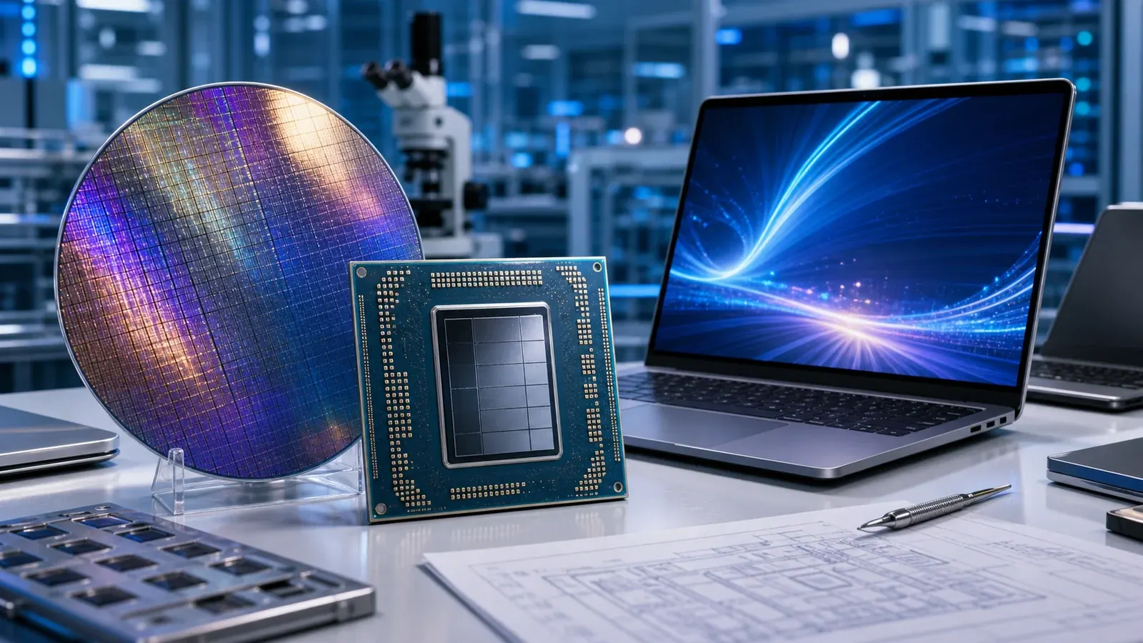 Portátil con visualización abstracta de potencia computacional