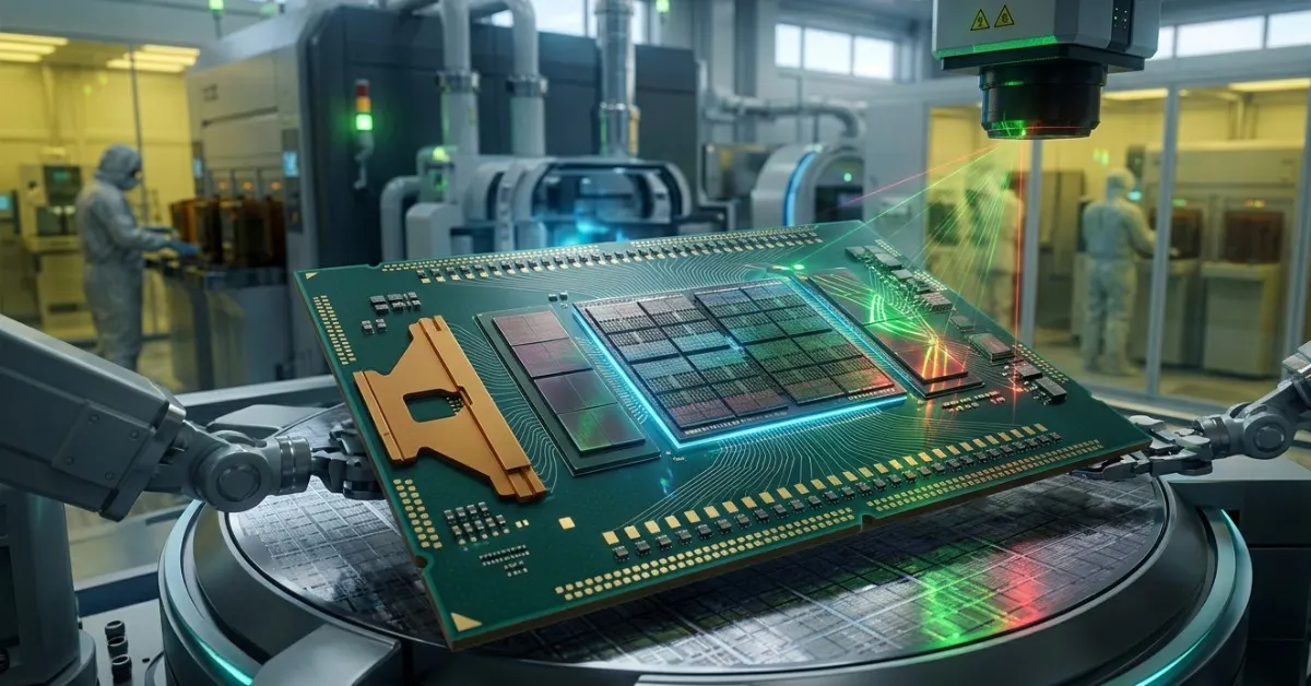 AMD EPYC Venice processor and data-center racks illustrating TSMC 2nm production ramp