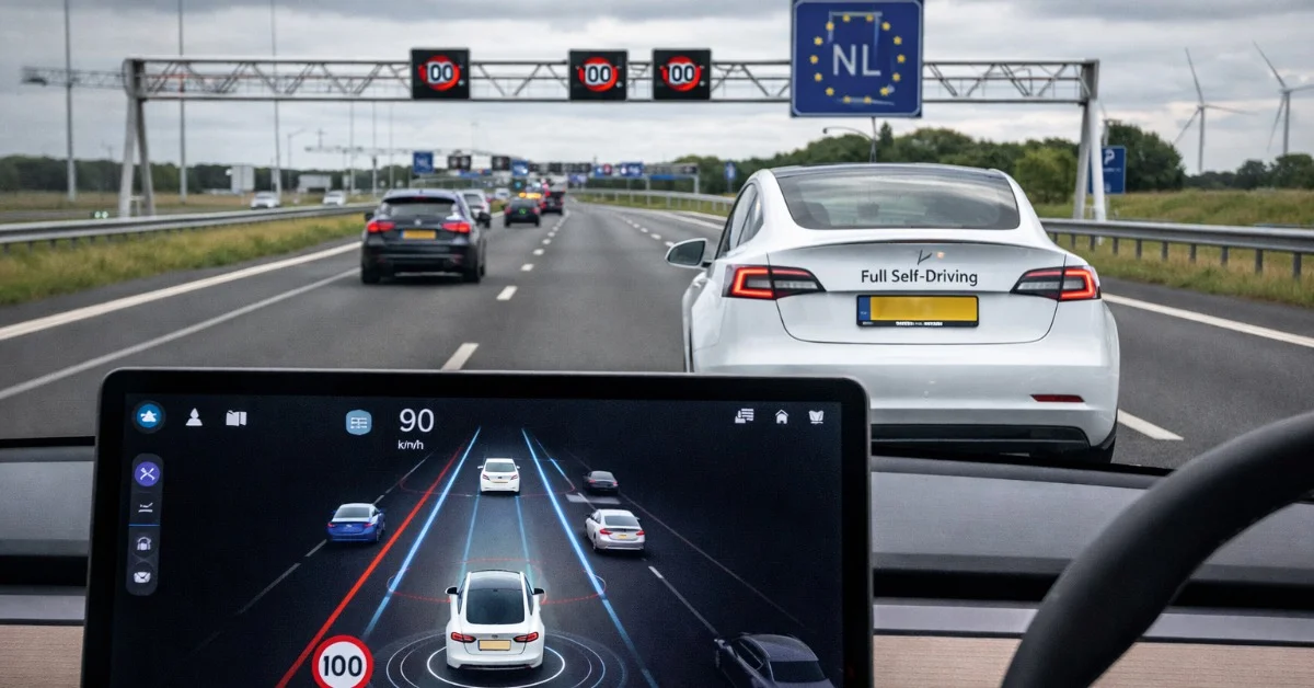 Tesla Full Self-Driving sistemi Avrupa’da Hollanda onayı sonrası test sürüşü sırasında