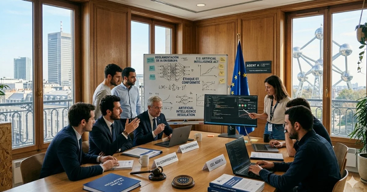 reunión empresarial sobre regulación de inteligencia artificial en Europa