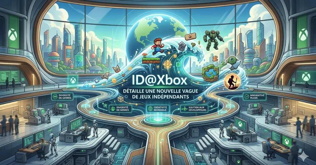 Infographie ID@Xbox Showcase Avril 2026 : une nouvelle vague de jeux indépendants comme Mistfall Hunter et Aphelion annoncée pour Xbox et Game Pass.