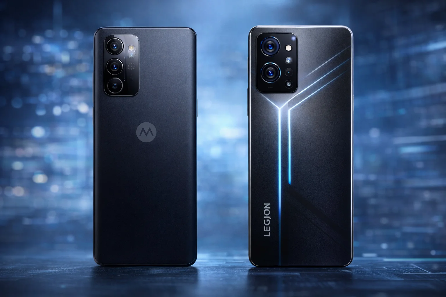 Motorola smartphone design language compared with Lenovo Legion Y70 minimal design