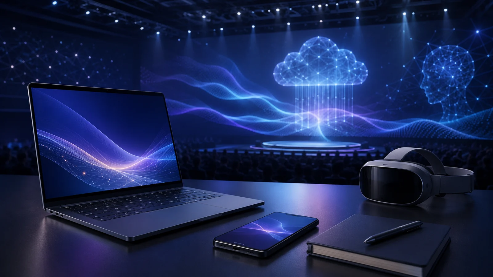 Notebook, pen and phone illustrating Googlebook and Gemini Intelligence