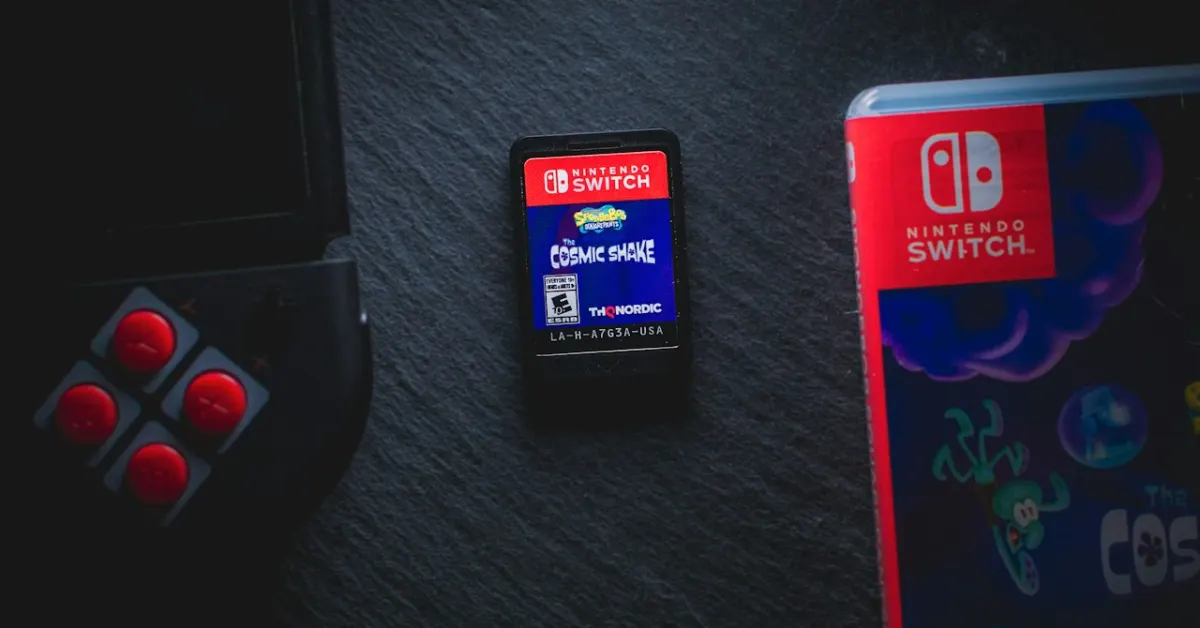 a nintendo switch sitting next to a game controller