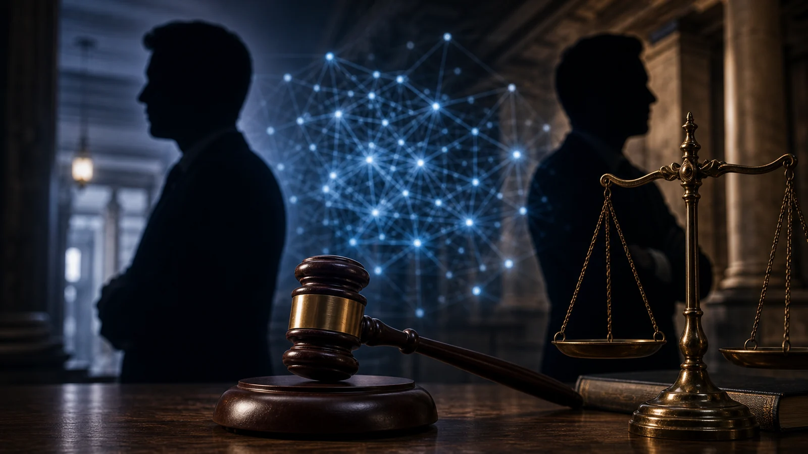 Logo sombre évoquant le procès entre Musk et OpenAI