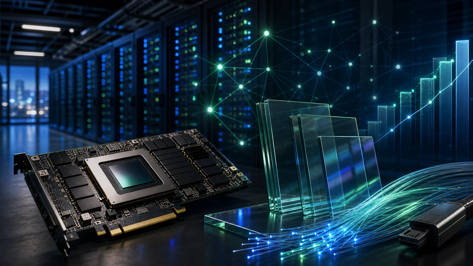 Nvidia AI investment ecosystem with advanced glass technology and data center infrastructure.