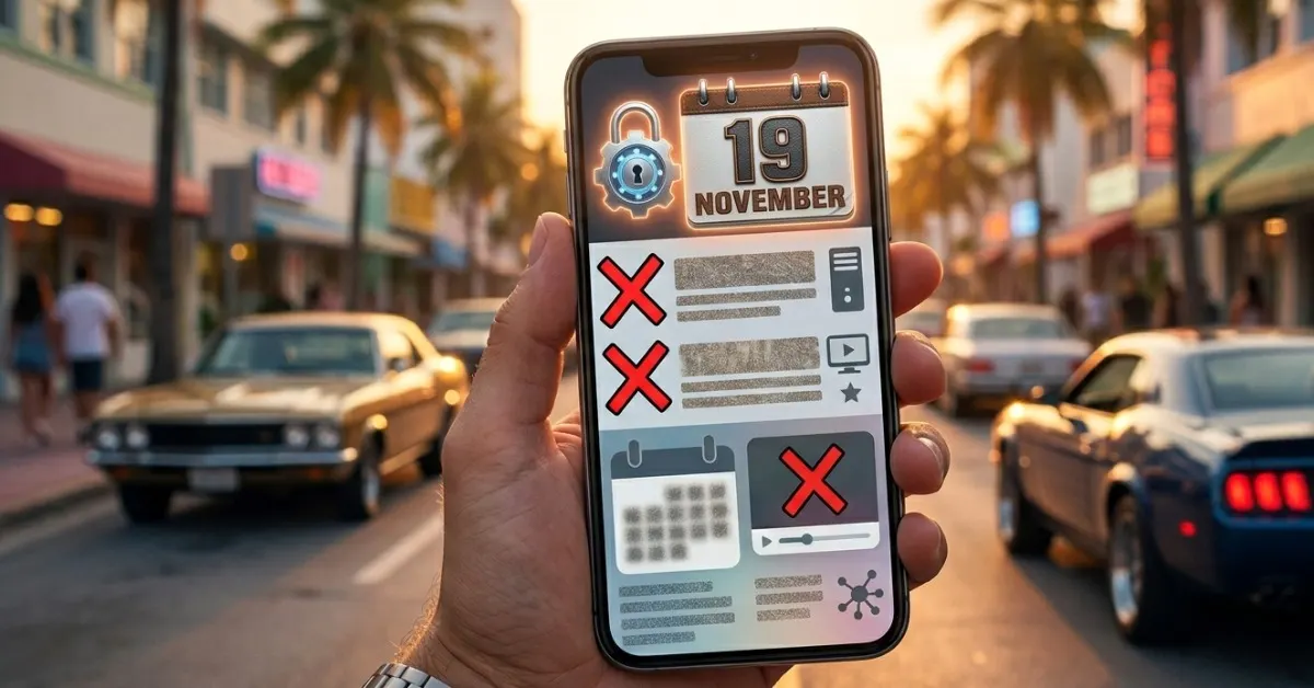 Visuel de GTA 6 mettant en avant la sortie du 19 novembre 2026